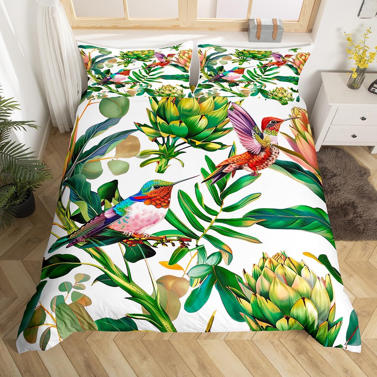 Hummingbird Bedding Set Luxury - Aesthetic Floral Duvet Cover incelemesi ve fiyatı